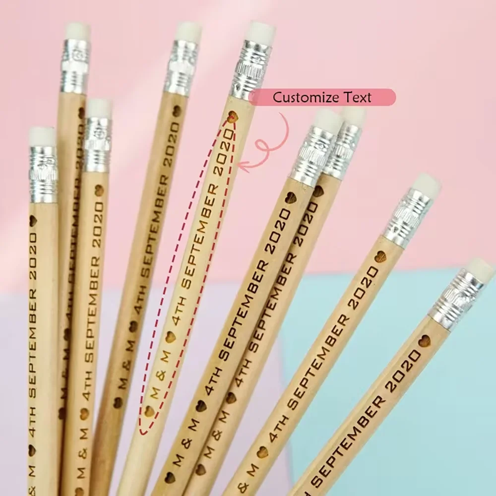 20, 30, 40, 50 Pieces Customizable Engraved Pencils, Personalized Wooden Pencils, Custom Pencils with Eraser Decoration, Personalized Party Gifts, Custom Gifts