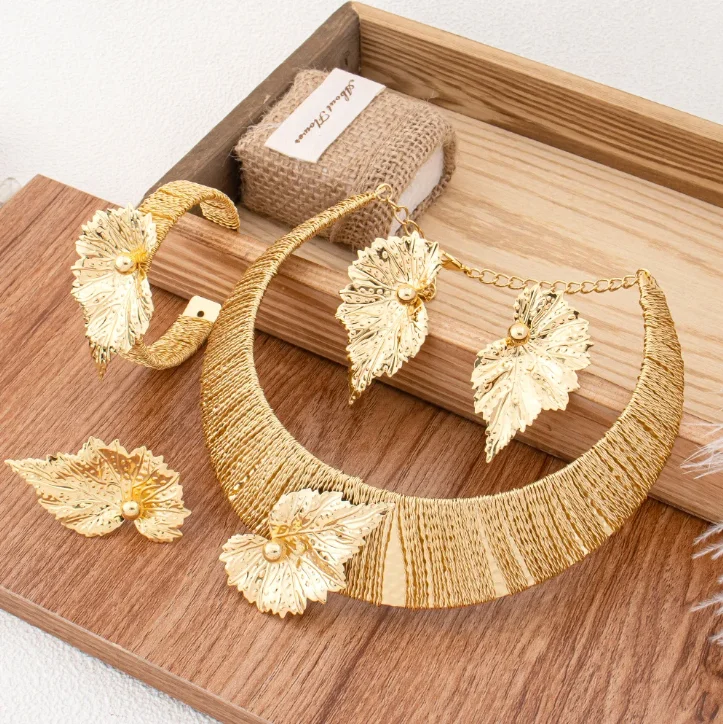 Luxury African Big Jewelry Set Fashion gold plated women earrings necklace set Wedding Party Gifts exquisite accessories
