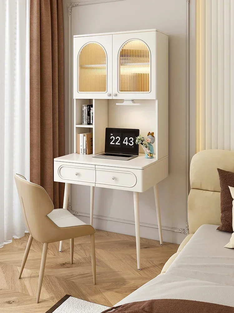 

Стол во французском кремовом стиле, книжная полка, встроенный стол, домашний кабинет, офис, компьютерный стол, стиль ваби-саби