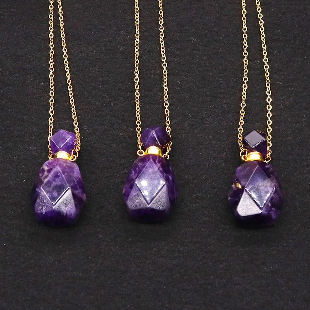 Twistable Threaded Bottle Bottle Necklace Bottle Octagonal Shape 2 in1 Crystal Bottle Pendant Refilling Empty