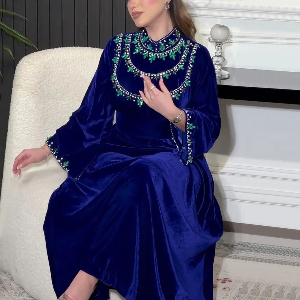 Dubai Abaya Robe with Zipper, Green Water Drop Diamond, Middle Eastern Muslim Islamic Dress, Luxury Fashion, Saudi Arabian