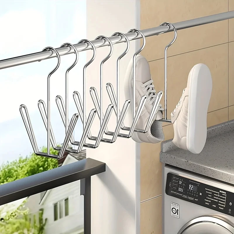 Stainless Steel Shoe Rack Outdoor Balcony Windproof And Anti Falling Shoe Rack Sandals Rack Multifunctional Home Shoe Rack