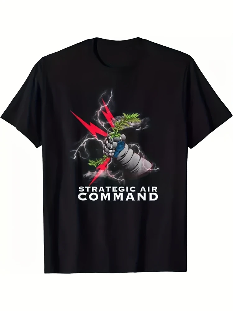 

Strategic Air Command SAC USAF-Military Missile & Lightning Bolt Design,SAC Logo Print-100% cotton Short Sleeve Tee for Men,