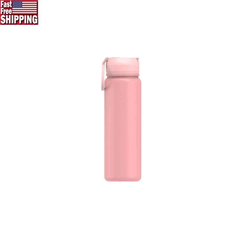 

Бутылка для воды с двойными стенками из нержавеющей стали на 24 унции, соломенная крышка, розовая