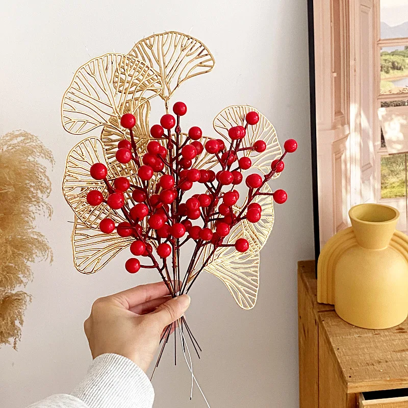 

Plastic accessories simulation fortune fruit ginkgo leaf eucalyptus DIY flower arrangement New Year decoration shooting props
