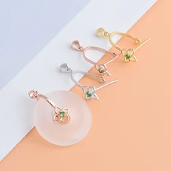 S925 sterling silver jade beeswax clip pendant with green diamond buckle melon seed DIY accessories