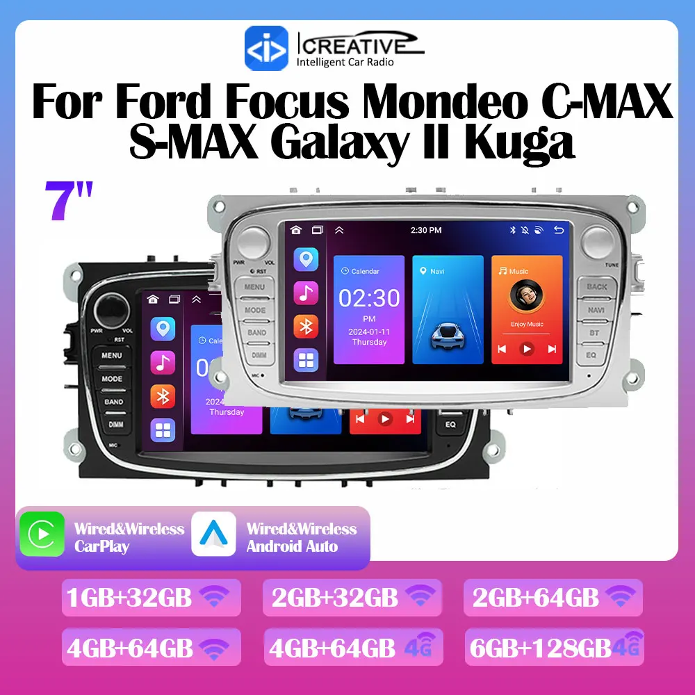 Автомобильный радиоприемник для Ford Focus Mondeo C-MAX S-MAX Galaxy 2, Kuga, Android-радио, Wi-Fi, 4G LTE, автомобильный мультимедийный видеоплеер, головное устройство Carplay