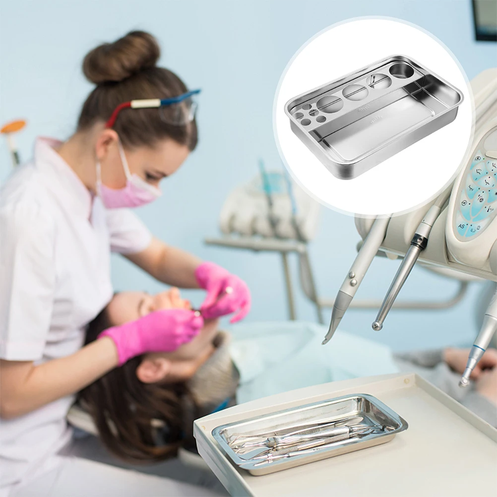 

1pc Stainless Steel Disinfection Tray Thickened Medical Tool Plate Round Edge Crimped Design Easy Hospital Use