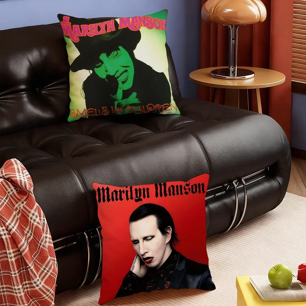 Singer M-Marilyn ManSon-S cushion cover Soft Smooth Pillow Case Hidden Zipper Washable Decorative Couch Office Gift