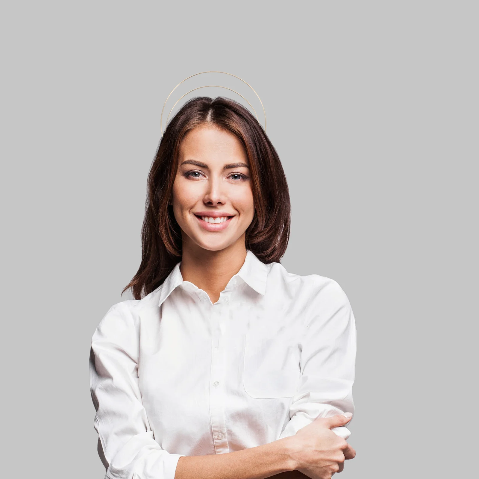 

Gold Headpiece Metal Double Layer Crown Bridal Wedding Halloween Angel Costume Accessories