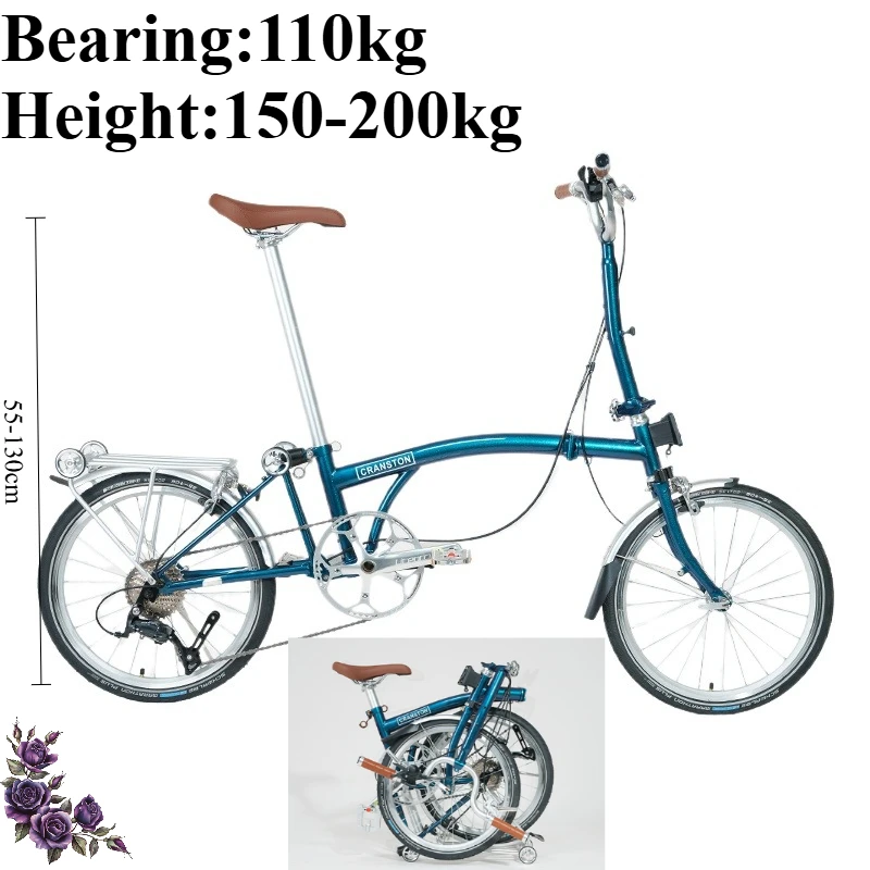 

Тройной складной велосипед для взрослых, сверхлегкий портативный ретро 20-дюймовый электрический синий велосипед