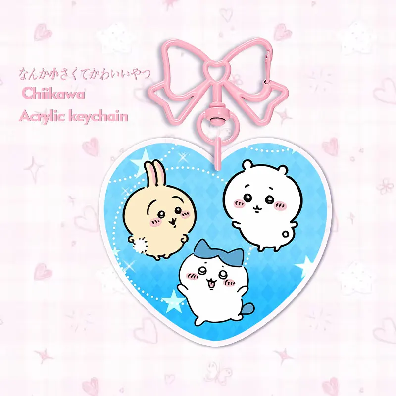 LLavero acrílico de 6CM para Chiikawa, accesorios decorativos de Anime, colgante, hebilla de Nudo de mariposa, bonito regalo Usagi
