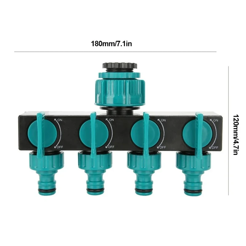 

4-Way Garden Hose Splitter 3/4" & 1/2" Watering Connector Valve Garden Tap Water Splitter For Lawn Irrigation Water Distributors