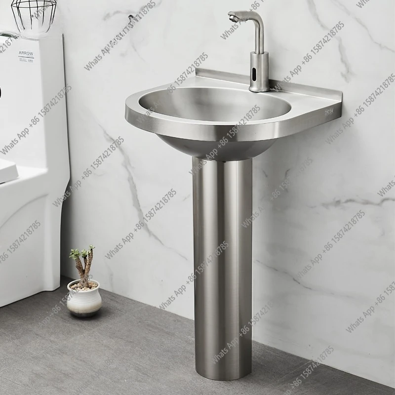Stainless steel column basin integrated floor-to-ceiling wash basin bathroom balcony wash basin household surface
