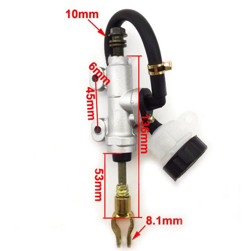 Universal 45mm Motorcycle Rear Brake Master Cylinder with Fluid Reservoir for Pit Dirt Quad ATV