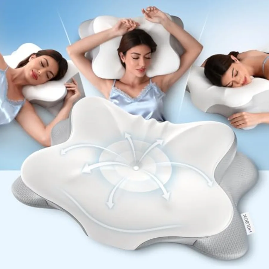 

Cervical Neck Pillow for Neck Pain Ergonomic Memory Foam for Side and Back Sleepers