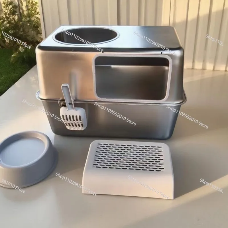 Stainless steel cat litter box Extra large stainless steel cat litter box Fully enclosed stainless steel cat litter box