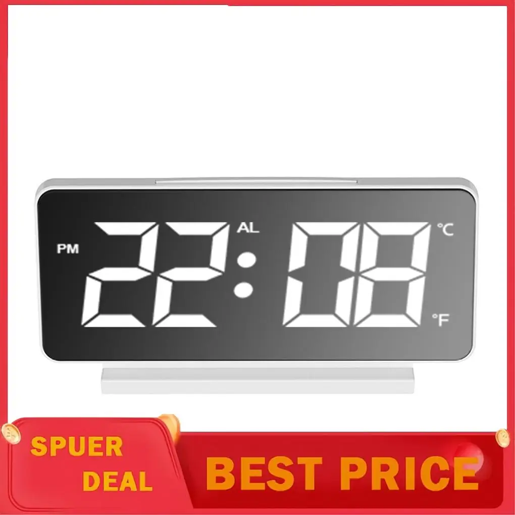 Electronic Alarm Clock LED Bedroom Thermometer Snooze Dimmable Clocks