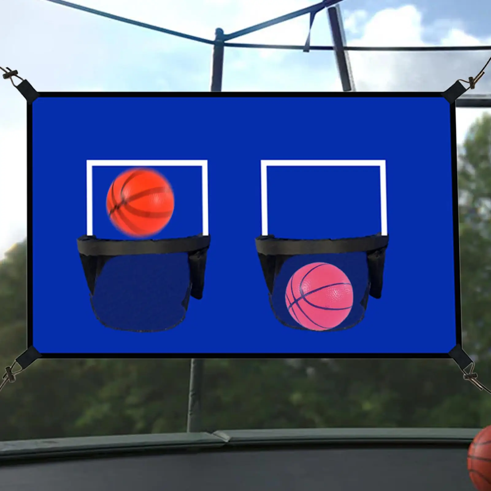 Obras de baloncesto, aro de baloncesto al aire libre para trampolín, accesorio de red impermeable para exteriores con bolas y bomba, juguetes deportivos para niños
