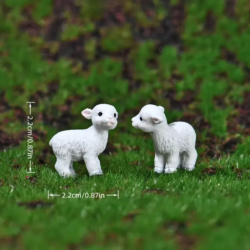 Set of 5/10 Mini Resin Sheep Miniatures, Cute Fairy Garden Animals Accessory, Micro Landscaping Terrarium Crafts DIY Decoration
