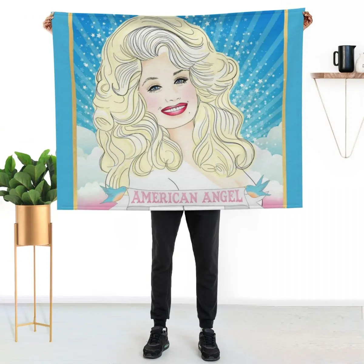

Dolly Parton American Angel Throw Blanket Stylish Decor Blanket Gift for Friends Roommate