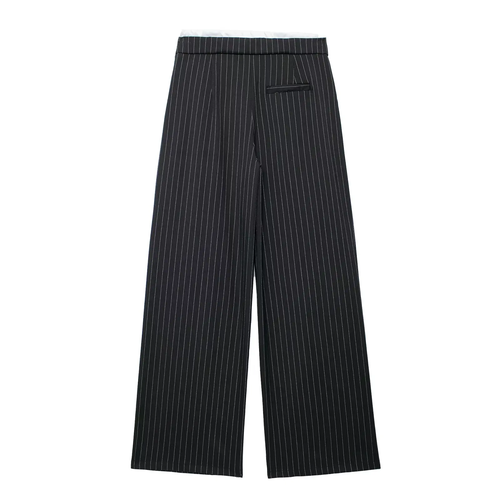 TRAF 2024 Striped Wide Pants Women High Waist Loose Pants Woman Summer Casual Baggy Pants for Women Tied Pleated Woman Trousers