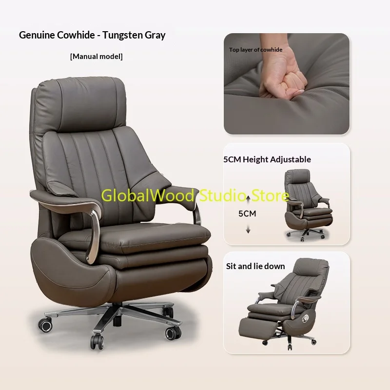 

Genuine Leather Chair Office Computer Height Adjustable Heating And Ventilation Chair Genuine Leather Cadeira Para Trancista