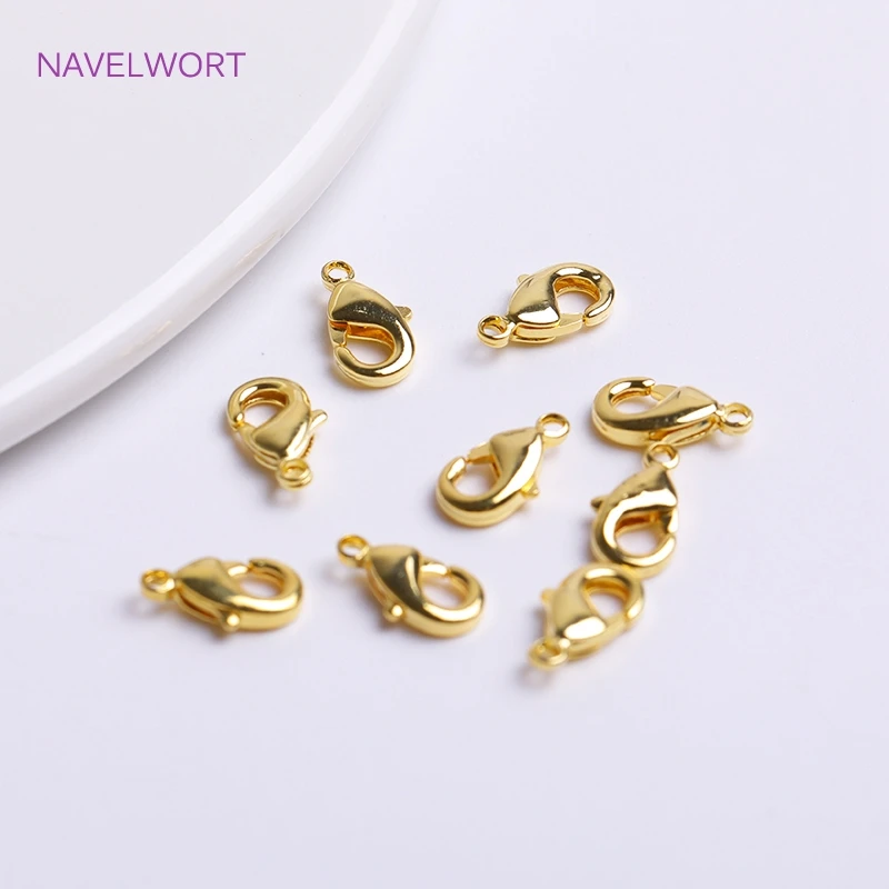 18K Gold Plating Lobster Clasp With Closed Ring Brass Lobster Clasps Connector For Necklace Bracelet Making Findings