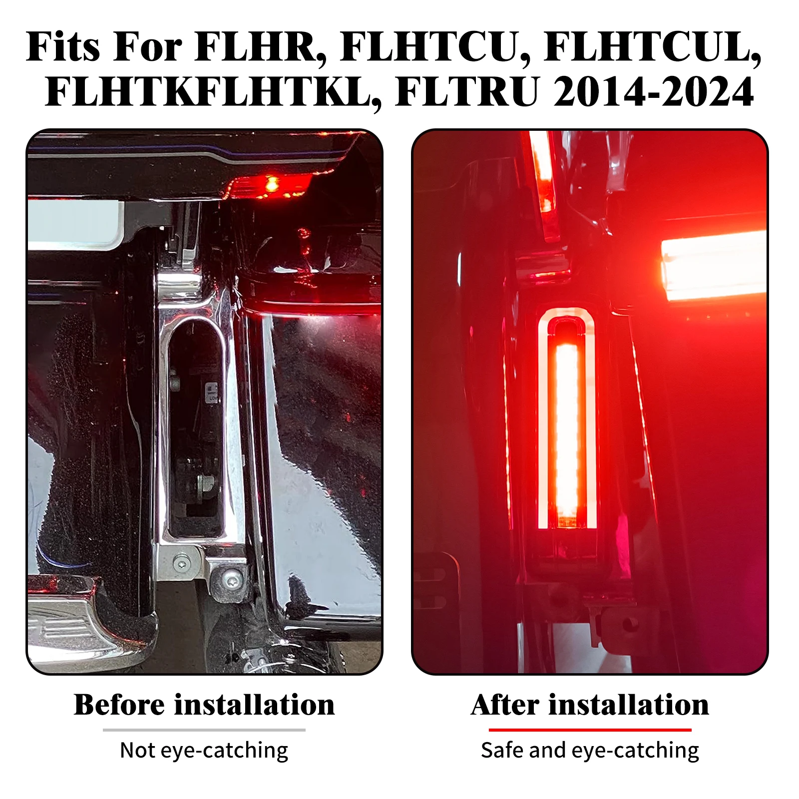 Motorcycle Saddlebag Support Filler Brake Lamps RearFender Turn Signal LED Lights For Harley Touring Road Glide FLTRU 2014-2024 - view 3