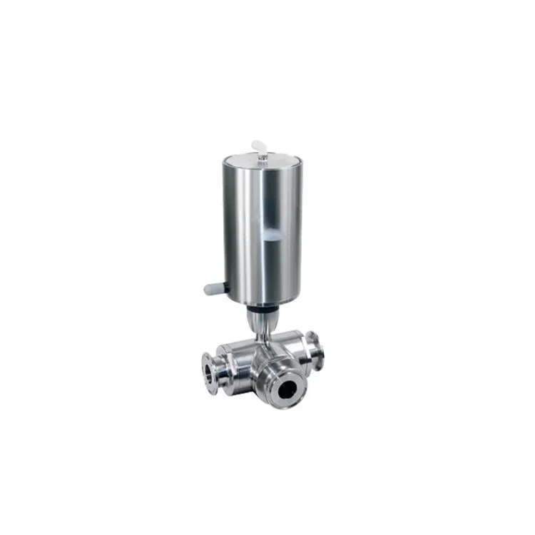 SS304 316L Pneumatic 3-way Ball Valve Sanitary Three Way Ball Valve Stainless Steel Ball Valve