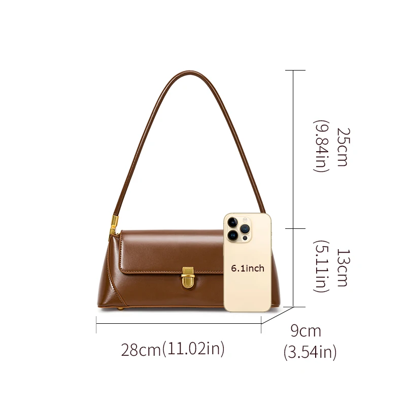 Leather underarm bag for women, retro and niche design, high-end style, single shoulder handbag, sturdy loaf bag for ladies, mot