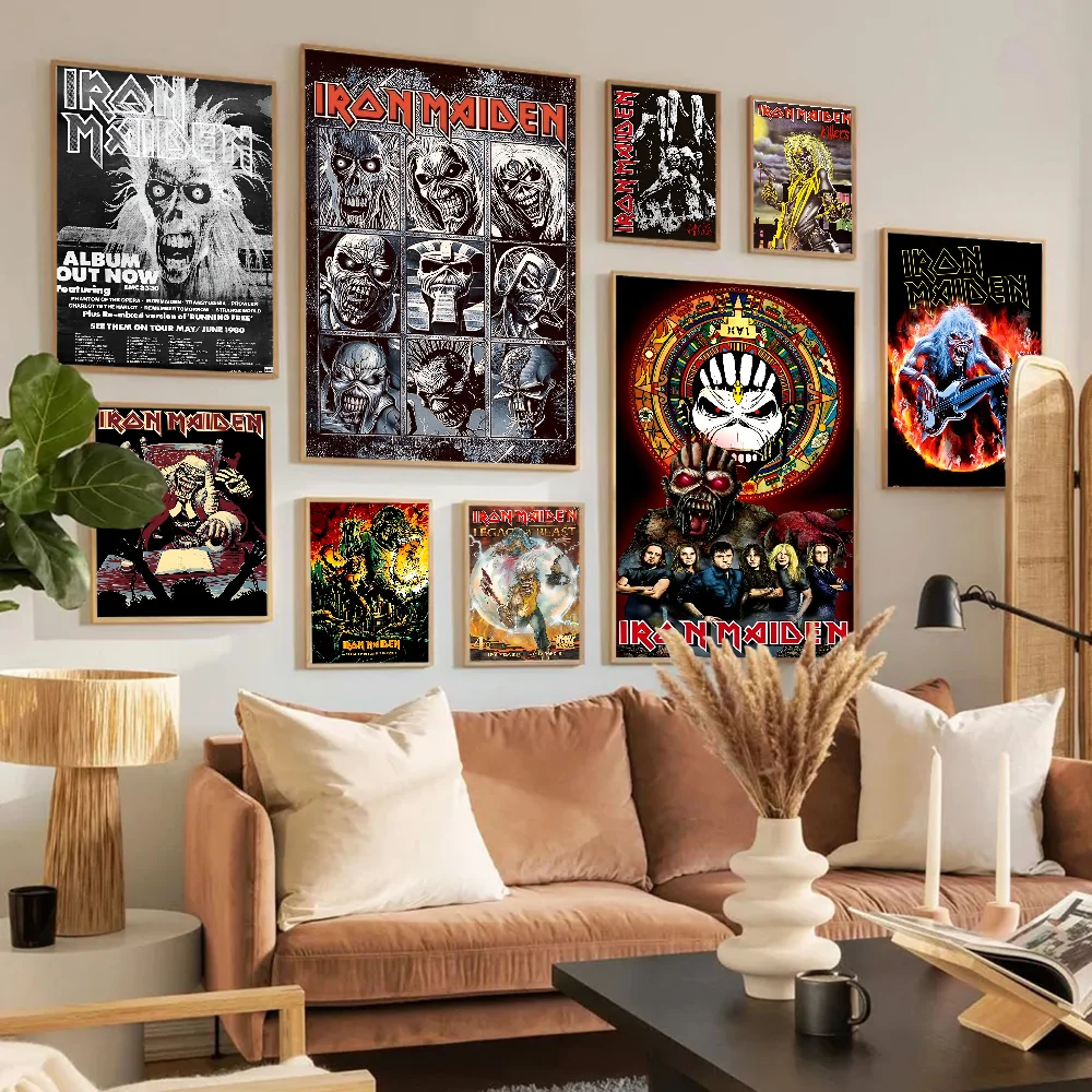 ملصقات الفيلم الكلاسيكي Band I-Iron M-Maiden، ملصق ورقي مقاوم للماء، ملصقات جدار فنية لتزيين القهوة والبار #6