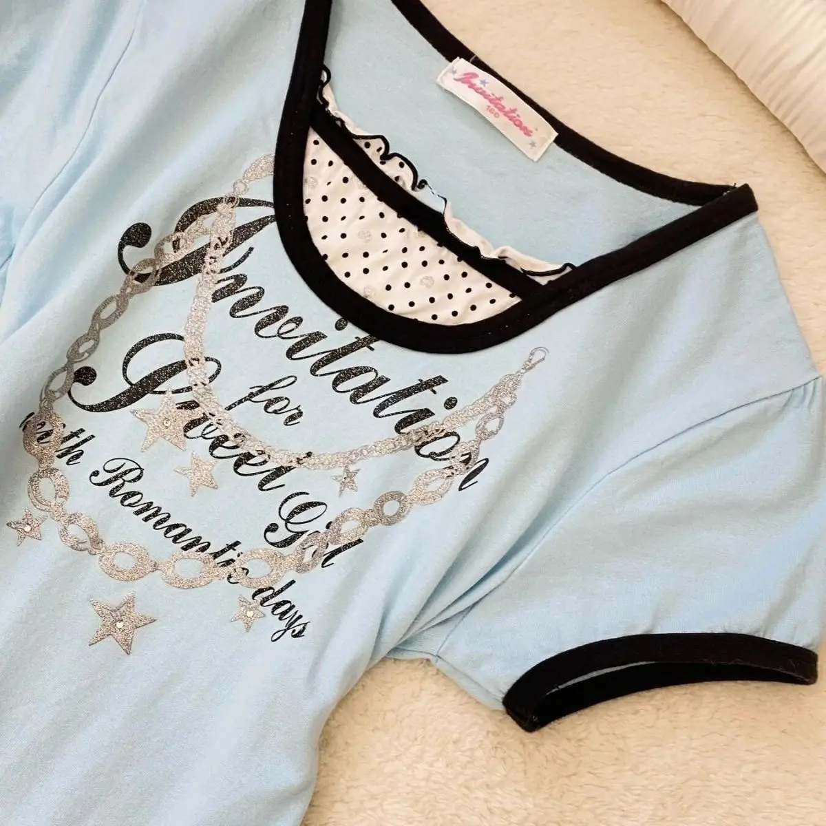 2000er Jahre Vintage Subkultur Spicy Girl Retro Polka Dot T-Shirt Slim Fit Kurzarm T-Shirt Tops Y2k Fake Two Pieces Casual Tees