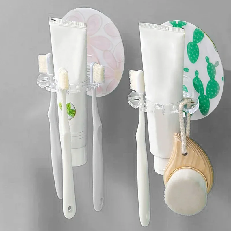 ที่ใส่แปรงสีฟันแบบมีกาวในตัวชั้นเก็บที่ราวแขวนติดผนังที่โกนหนวดอุปกรณ์จัดระเบียบแปรงสีฟันอุปกรณ์ในห้องน้ำ