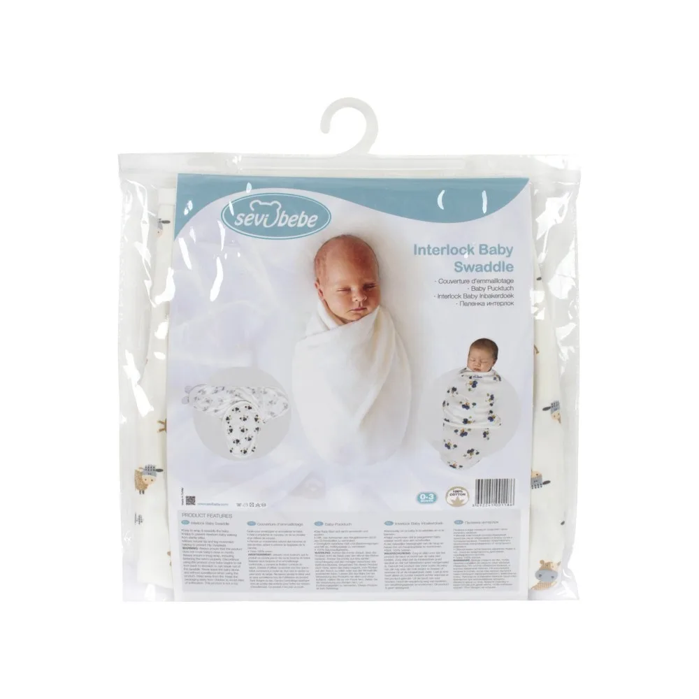 Blue Color Car User Bear Patterned İnterlok Bebe Swaddle