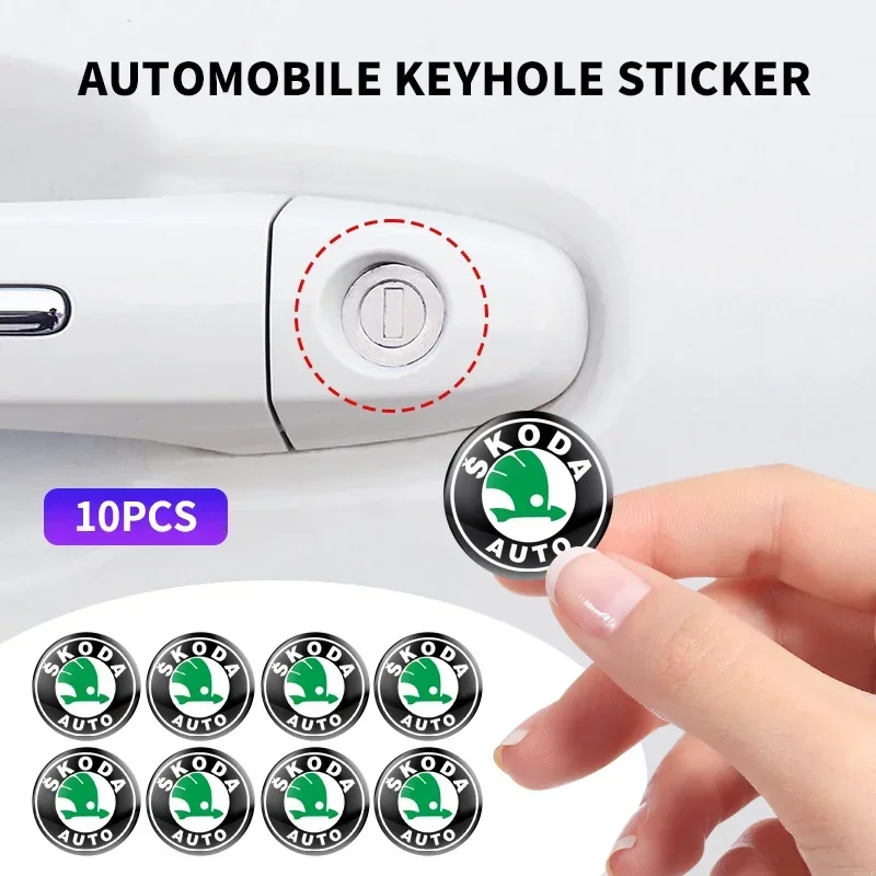 For Skoda Yeti VRIS Octavia Karoq Kamiq Fabia Kodiaq Car Door Lock Keyhole Anti-blocking Protection Stickers Interior Accessorie