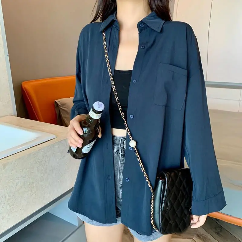 

Long Sleeve Shirts Womens Striped Ruffled Slim Fit Turn Down Collar Feminine Casual Minimalist Preppy Youthful Spring Outfit