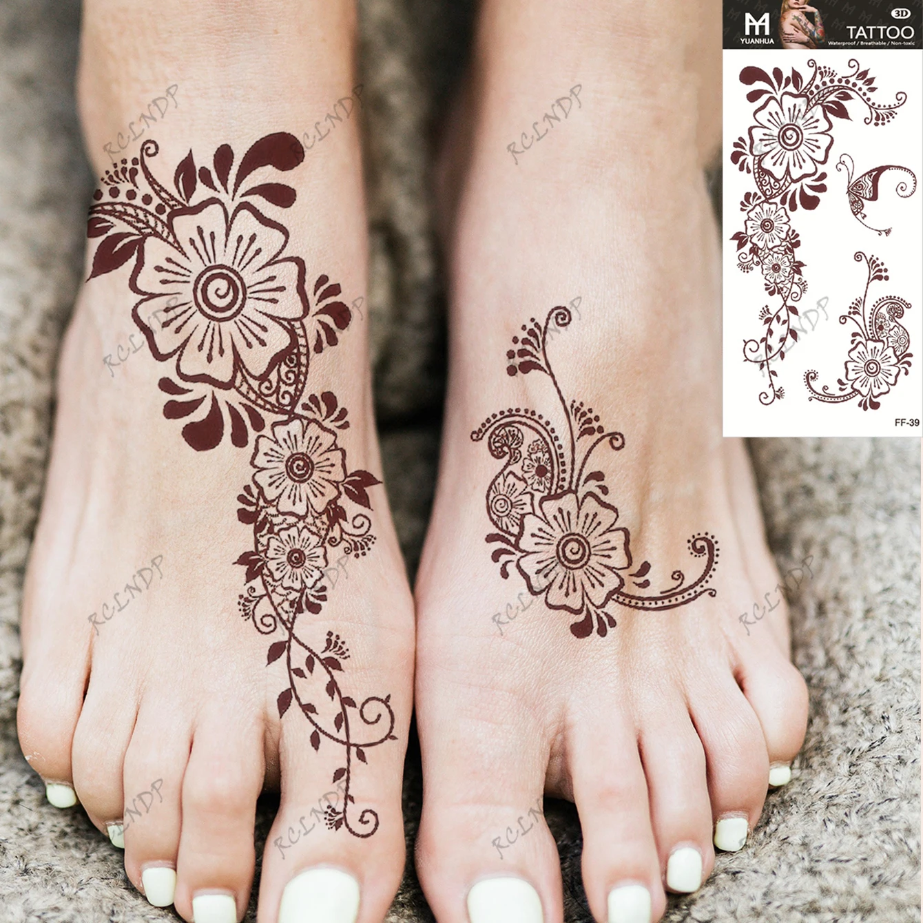 ملصق وشم مؤقت مقاوم للماء ، طائر الفينيق ، ماندالا ، كلاسيكي ، نمط كرمة ، مزيف ، للنساء والفتيات