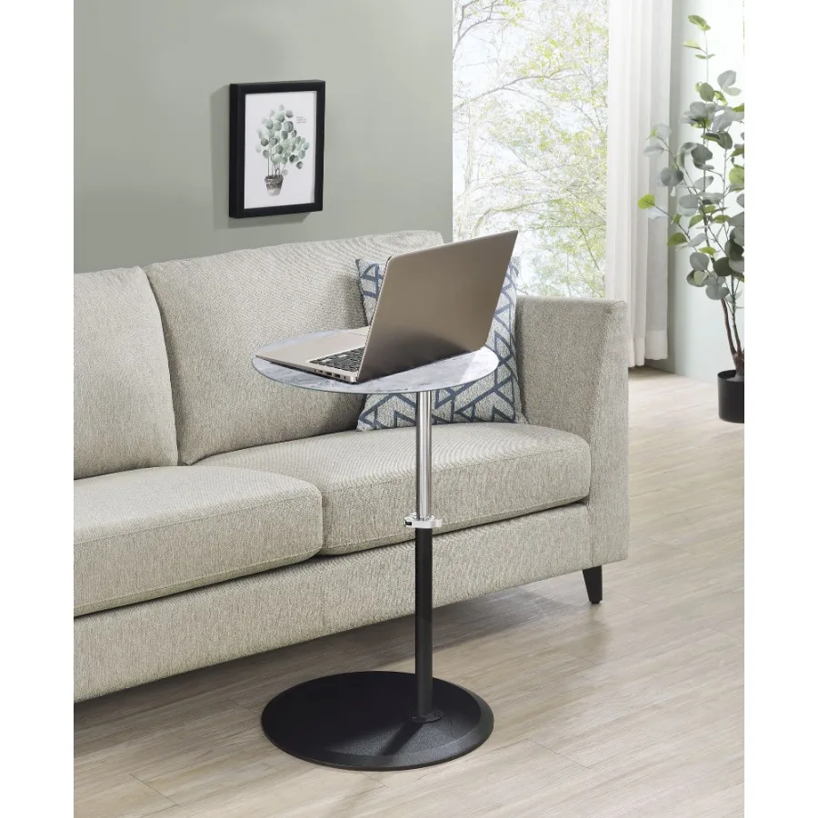 

Orbit 15.5 End Table with Height Adjustable Gray Marble Textured Top