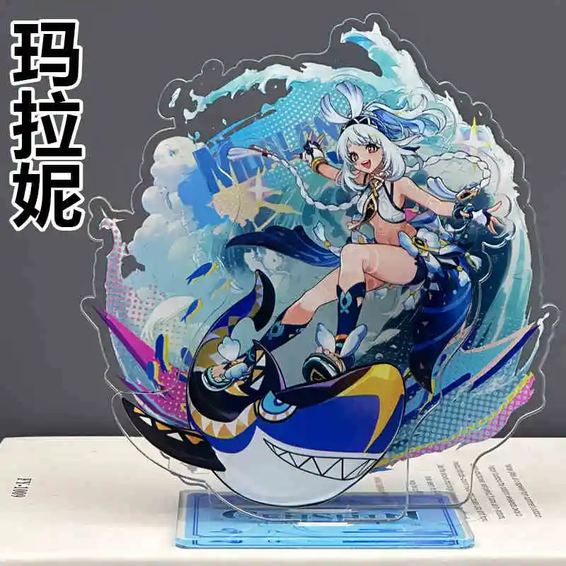 Anime Genshin Impact Mualani Furina Neuvillette Wanderer figura acrílica con soporte modelo de exhibición placa juego decoración de escritorio