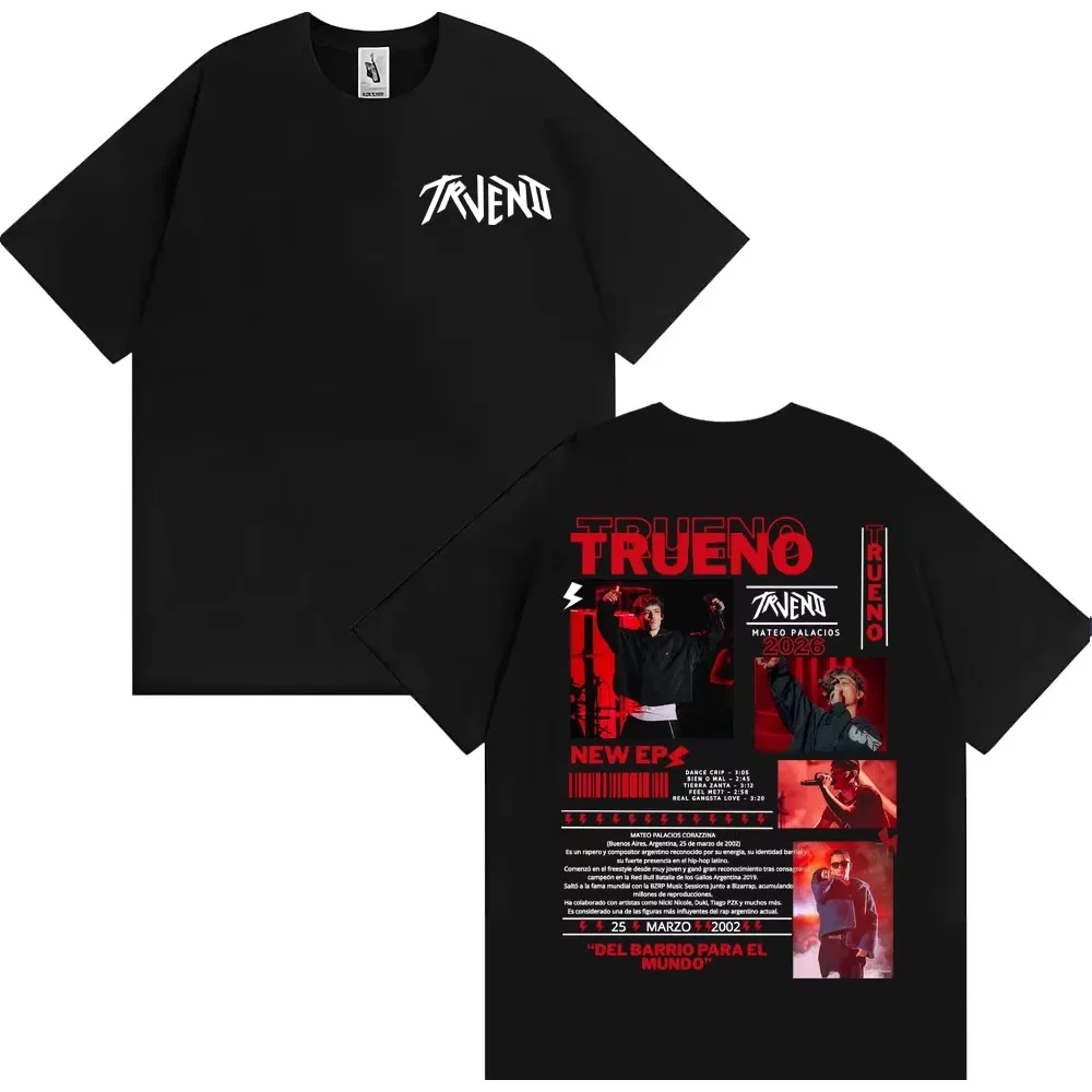 Camiseta Trueno Mateo Palacios Tour 2026, Nueva Camiseta con Estampado, Moda Gótica Hip Hop para Hombre y Mujer, Camisetas de Verano, Camiseta Holgada, Ropa Urbana