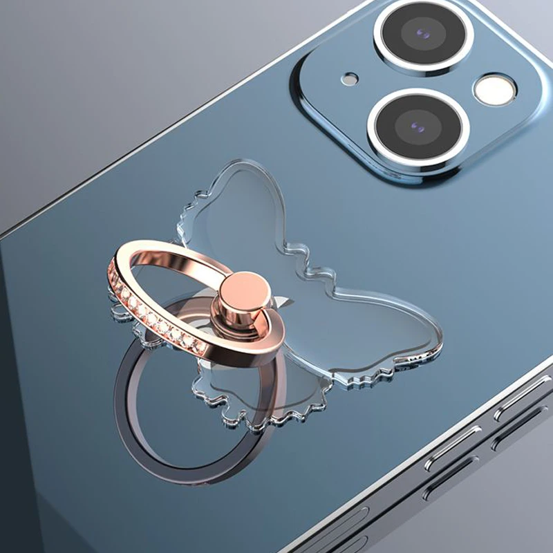 

Прозрачный держатель для мобильного телефона на палец для iPhone Xiaomi, складная подставка для телефона с бабочкой, наклейка, прозрачный кронштейн для кольца сакуры