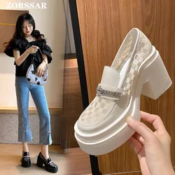 Platform Heels Chunky Loafers Women Spring New Super High Heel Y2k Mary Jane Shoes Black Pumps Thick Heel Office Shoe Woman 2024