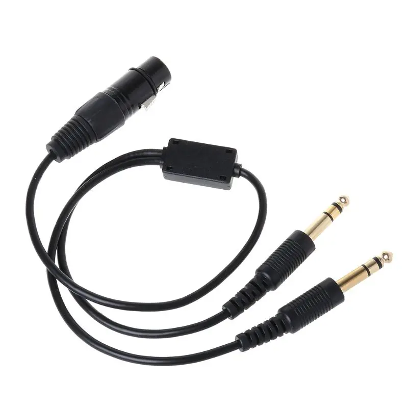 For Airbus XLR to GA Dual Plug 5 Pin Adapter Cable Aviation Headphone Cable Kit 95AF