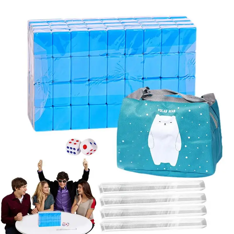 

Mahjong Travel Set Traditional Chinese Version Game With Storage Bag Portable 144 Tiles Mah-Jong For Travel Family Leisure Time