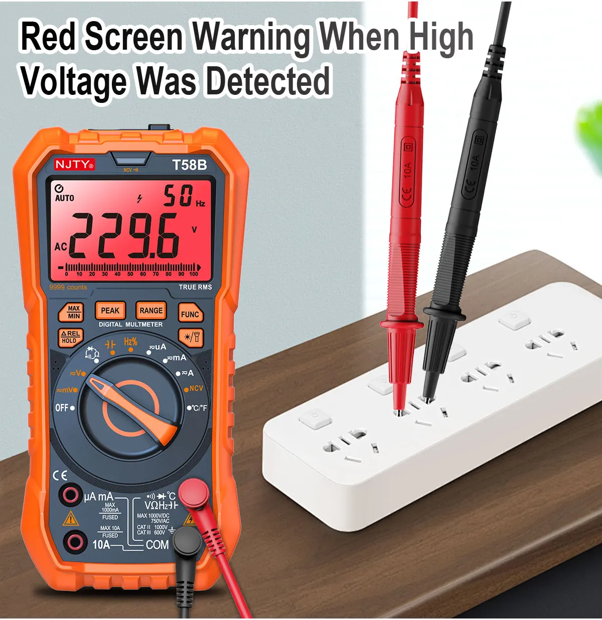 NJTY T58B T58C Induktivitäts-Digitalmultimeter, automatischer Bereich 9999 Zählungen, Spannung, Strom, Kapazität, LED, intelligente Hintergrundbeleuchtung, großer Bildschirm – Detail 12