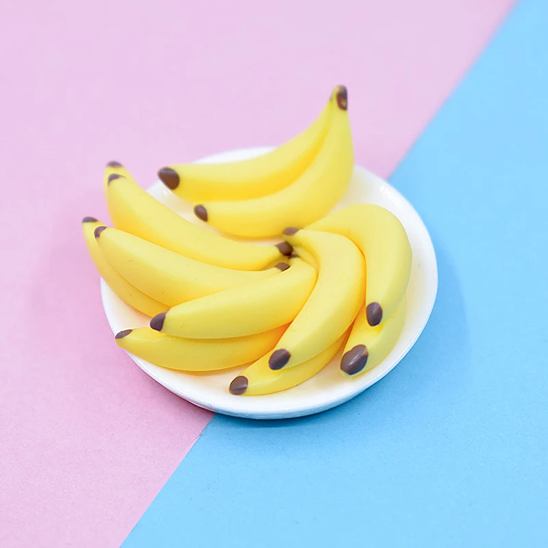 100 Stück 3D Mini Harz Simulation Bananen Charms DIY Kinder Miniatur Obst Modelle für Handwerk Machen Küche Spielzeug für Puppenhaus – Detail 7