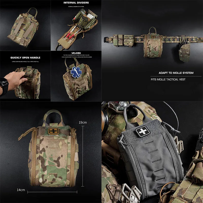 

Многофункциональная тактическая медицинская аптечка MOLLE, совместимая с IFAK, сумка первой помощи, аварийное реагирование, спасательное снаряжение в дикой природе, EDC