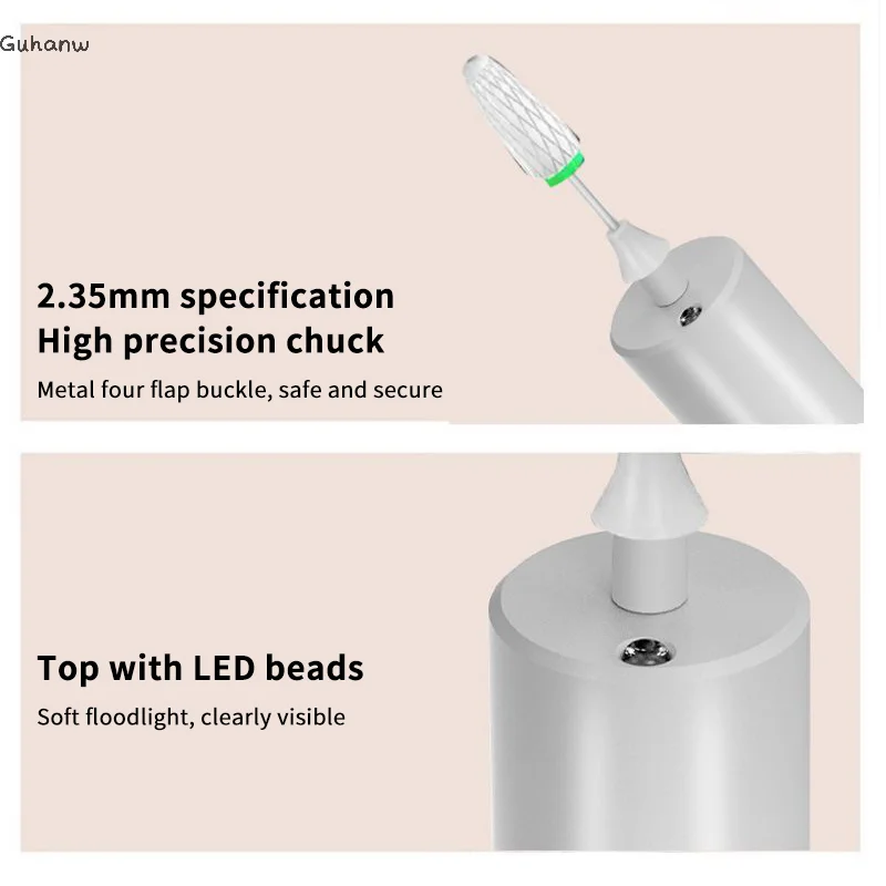 

[WHB]Wireless Nail Drill 35000RPM Manicure Cutter Nail Repair Pedicure Milling Cutter Polisher Sander USB Rechargeable Nail File