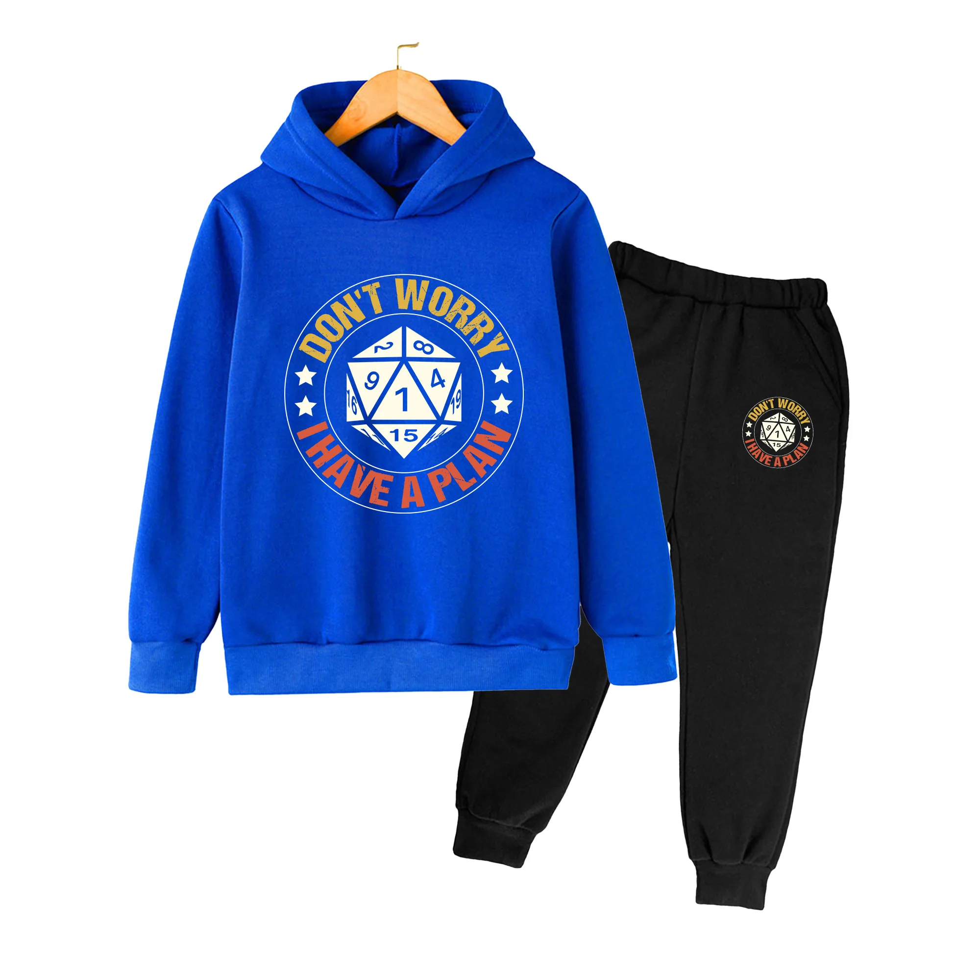 Winter Clothing Dnd - キッズ用フーディーとスウェットパンツセット、DNDダイスプリントカジュアルラウンジウェア、男の子と女の子向け、普段着